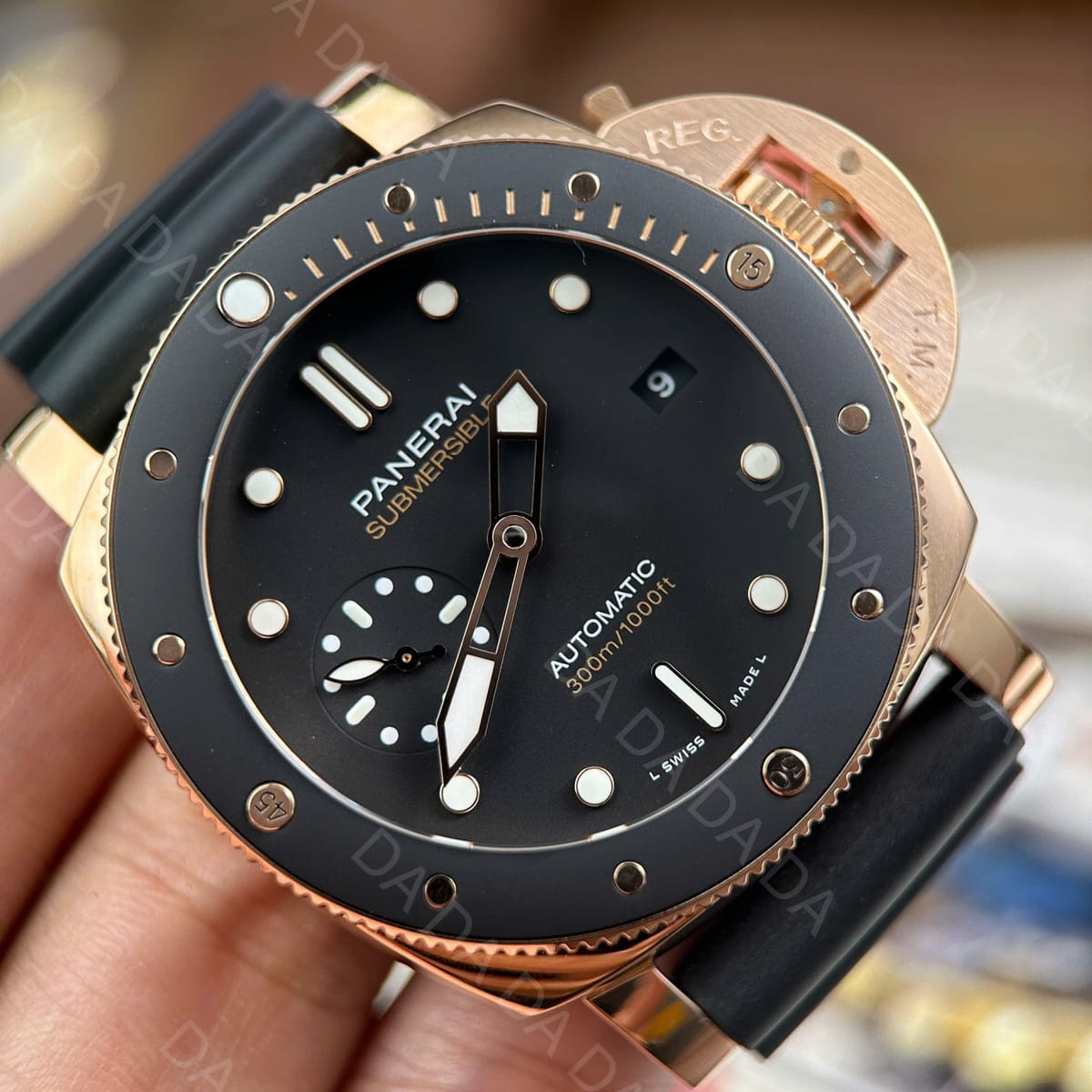 파네라이 섭머저블 PAM974 로즈골드 검판 러버밴드 42mm 10