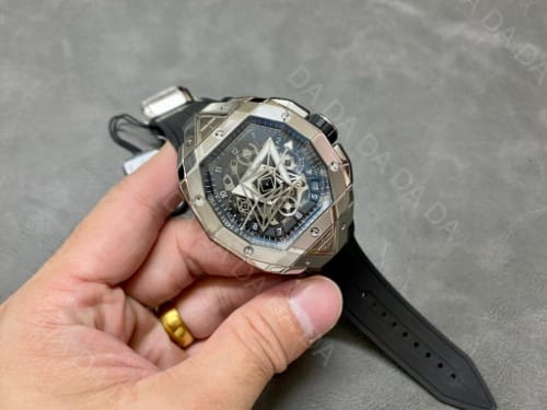 위블로 빅뱅 상블루 실버 러버스트랩 42mm