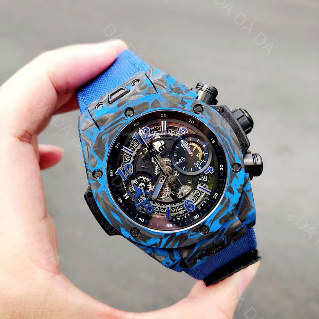 위블로 빅뱅 유니코 블루 카본 패브릭 스트랩 45mm 5