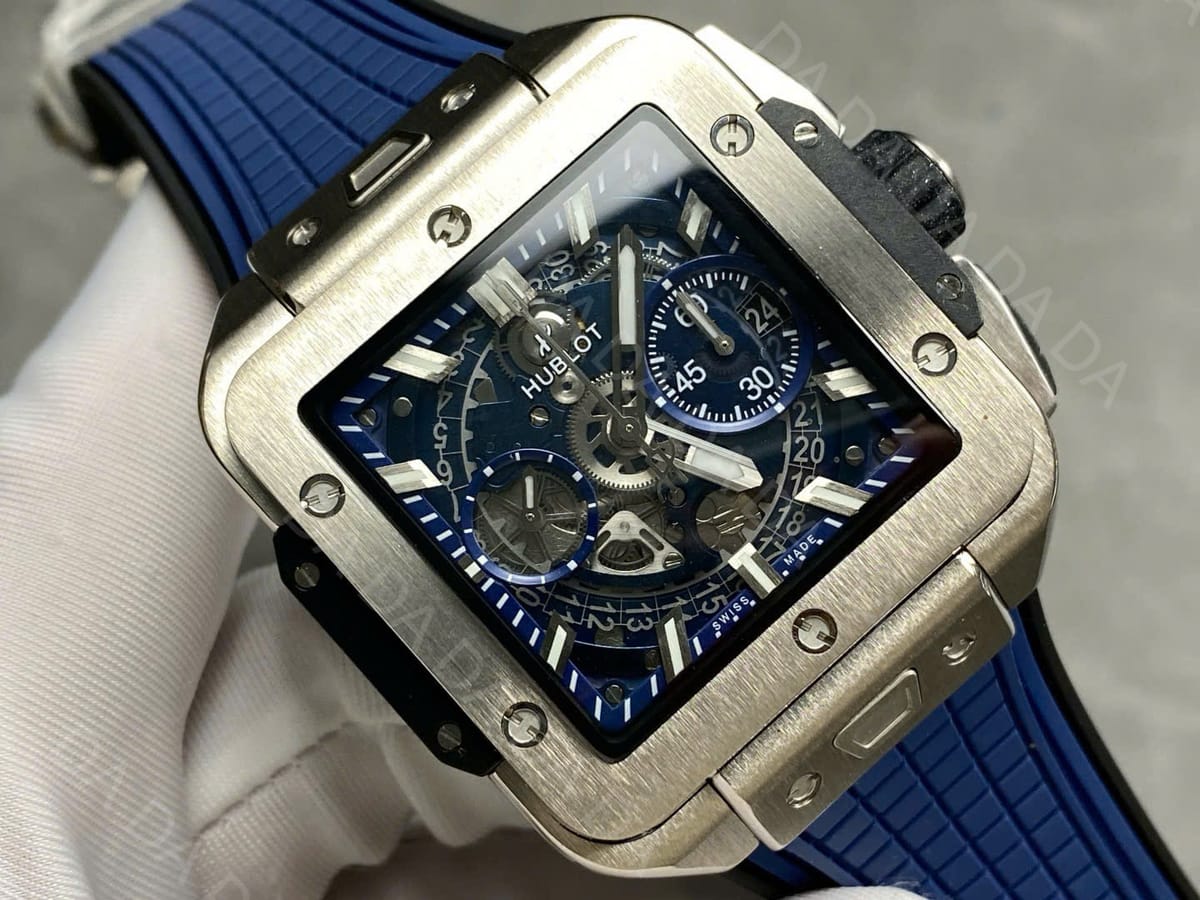 위블로 스퀘어 뱅 유니코 티타늄 블루러버밴드 42mm 4