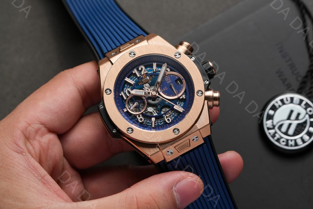 위블로 빅뱅 유니코 금통 블루 러버밴드 44mm 3