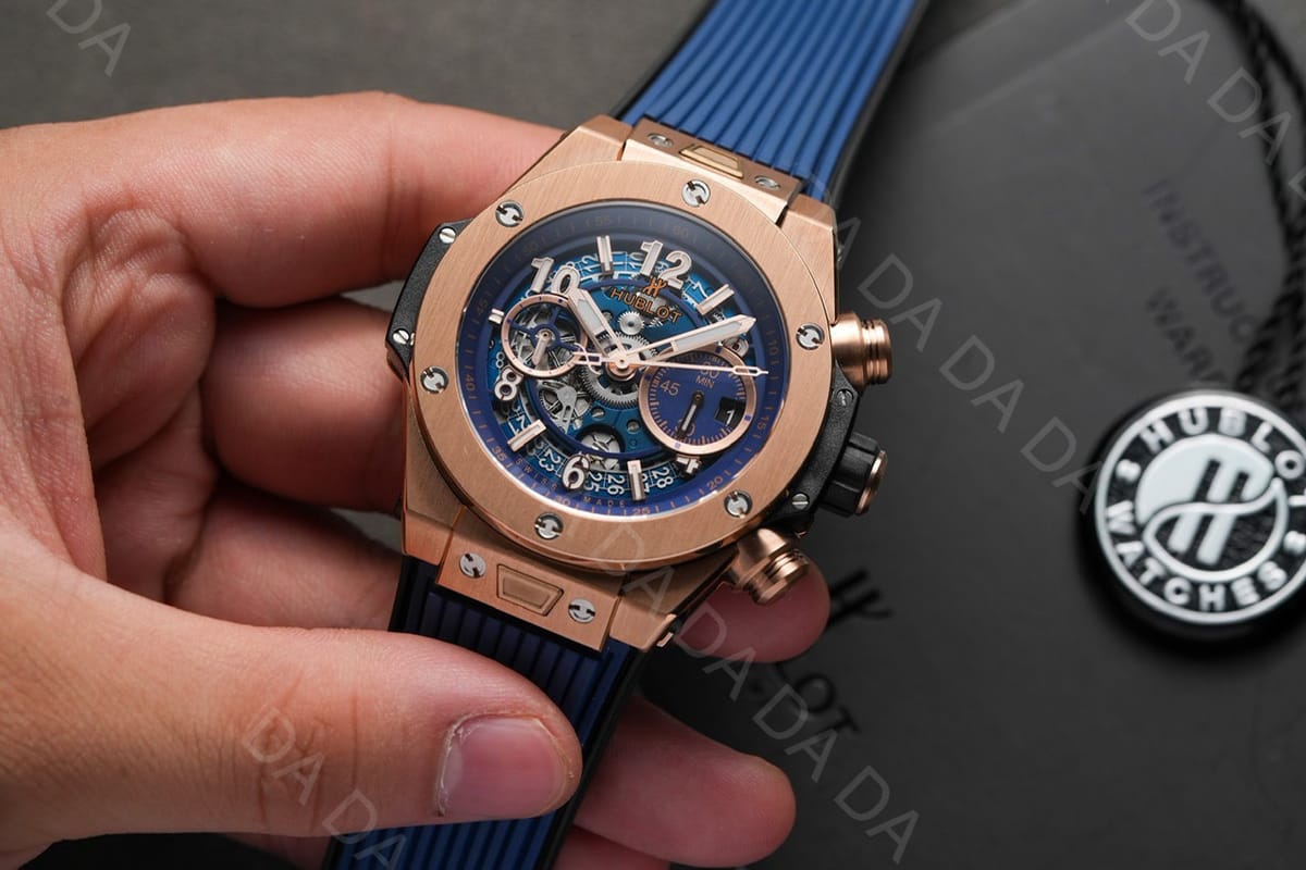 위블로 빅뱅 유니코 금통 블루 러버밴드 44mm 4