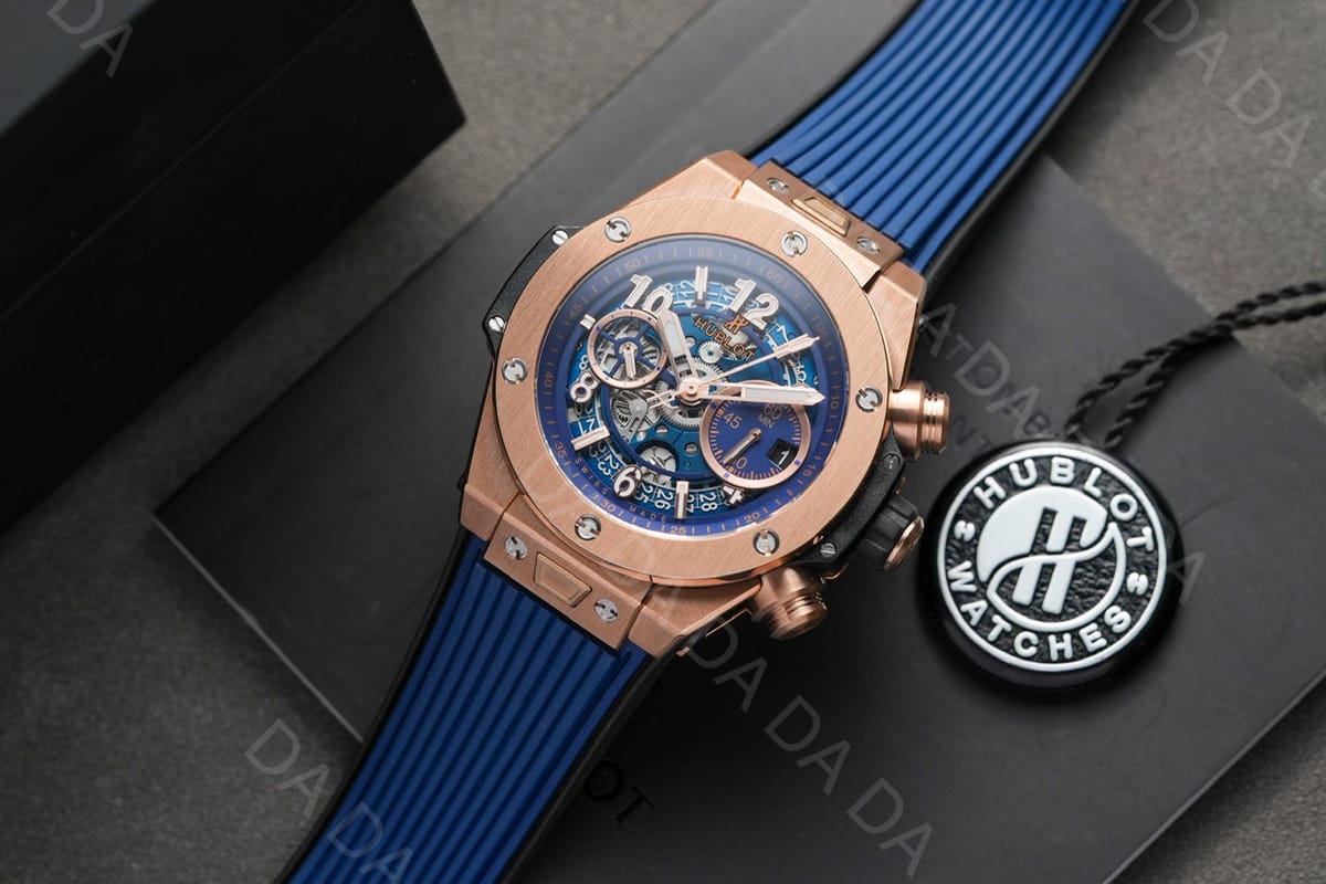 위블로 빅뱅 유니코 금통 블루 러버밴드 44mm 5