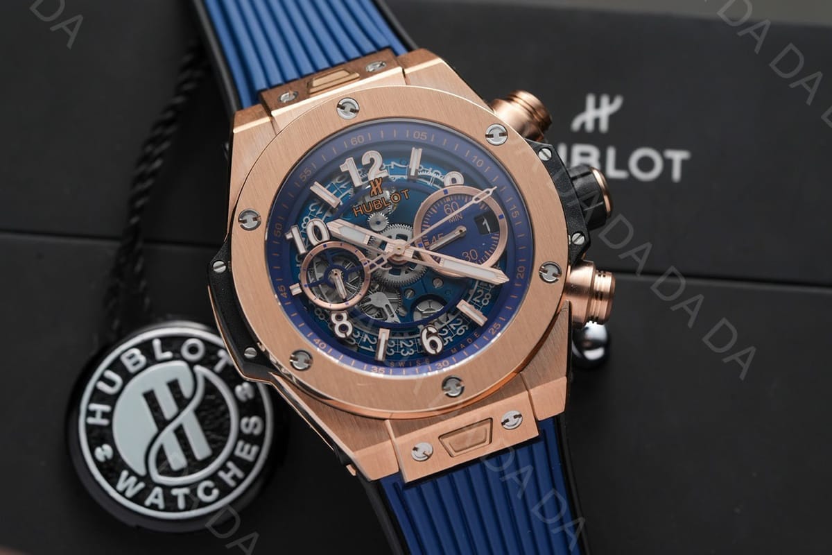 위블로 빅뱅 유니코 금통 블루 러버밴드 44mm 6