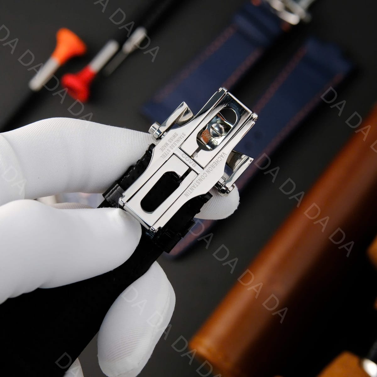바쉐론콘스탄틴 오버시즈 7900v 듀얼타임 검판 가죽밴드 41mm 12