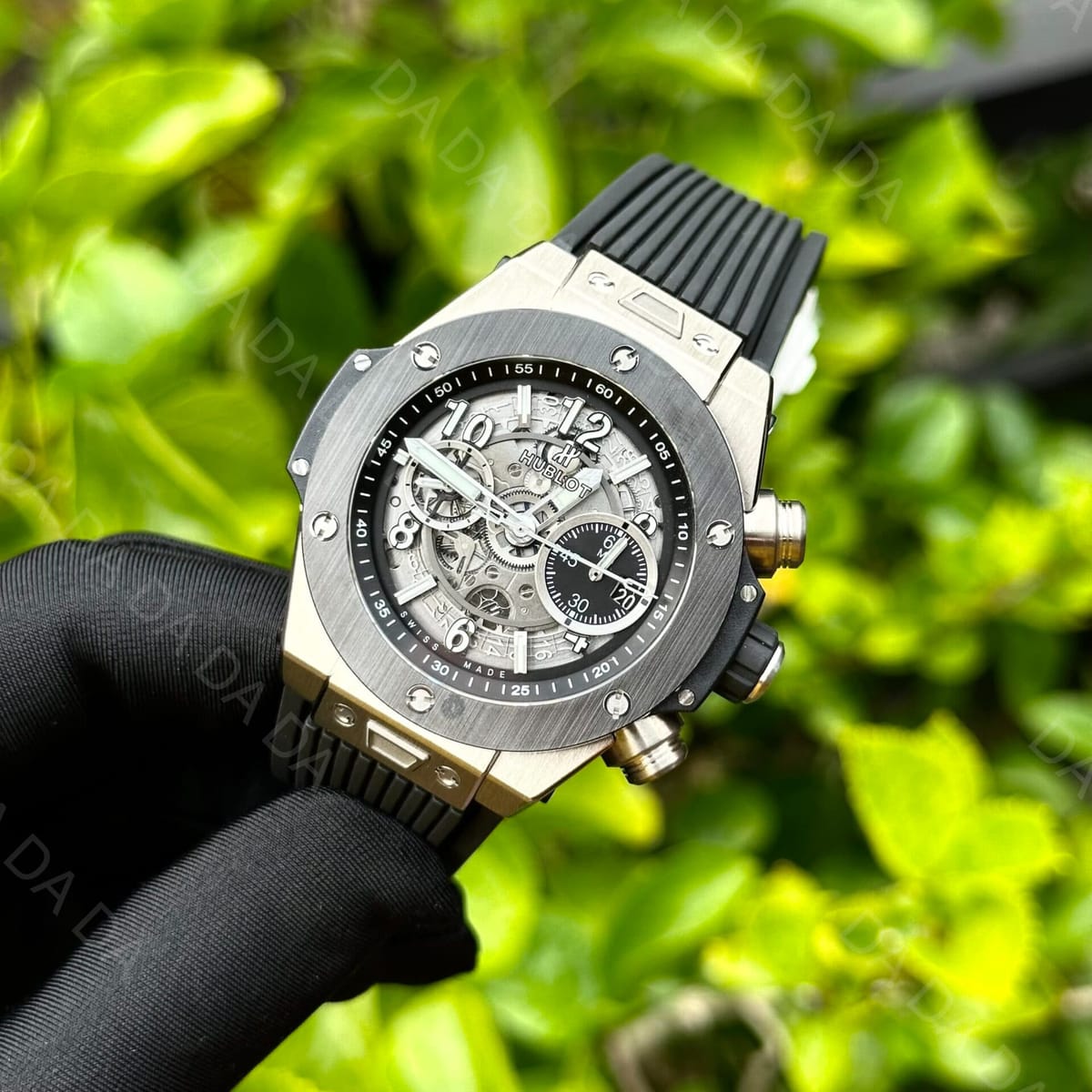 위블로 빅뱅 유니코 실버 블랙베젤 러버밴드 44mm 4