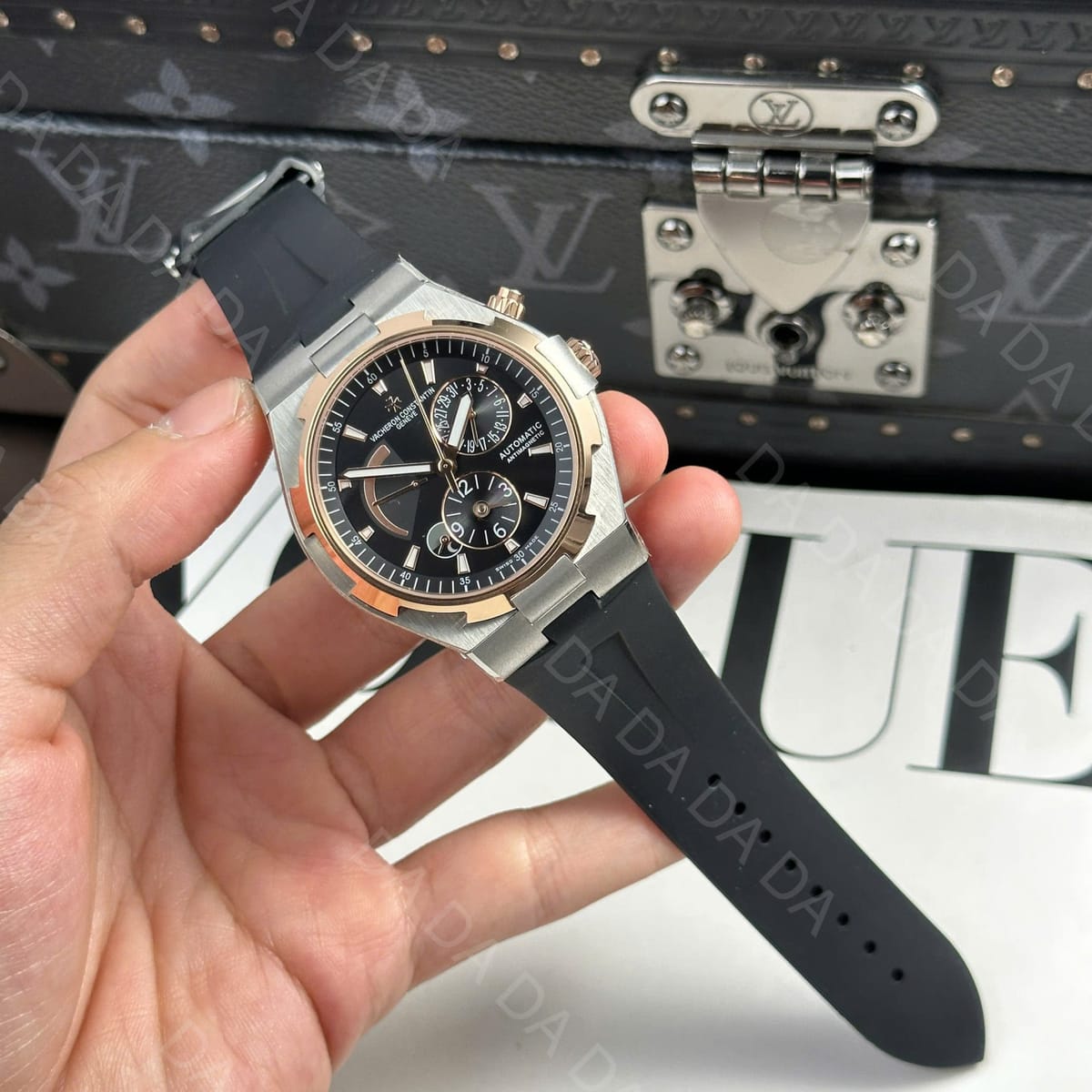바쉐론콘스탄틴 오버시즈 47450 콤비 듀얼타임 검판 러버밴드 42mm 3