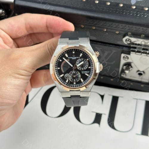 바쉐론콘스탄틴 오버시즈 47450 콤비 듀얼타임 검판 러버밴드 42mm