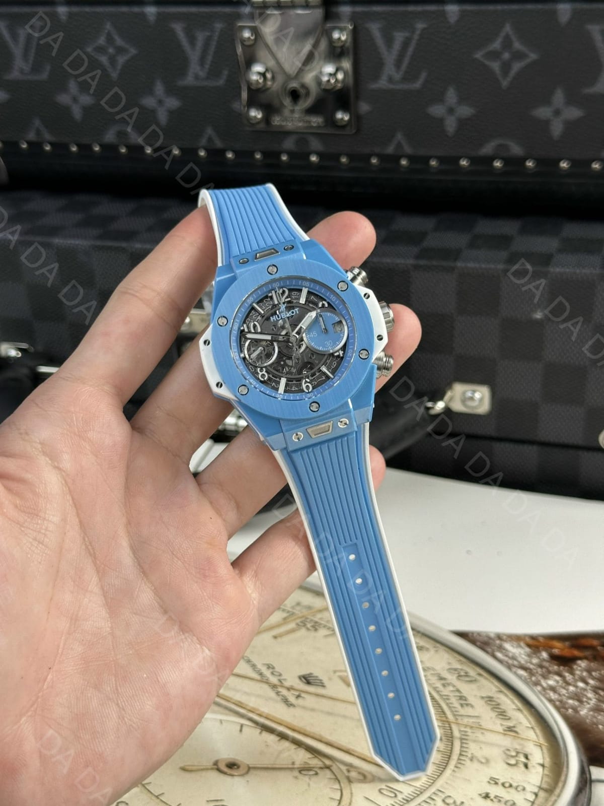 위블로 빅뱅 유니코 스카이블루 세라믹 러버밴드 42mm 3