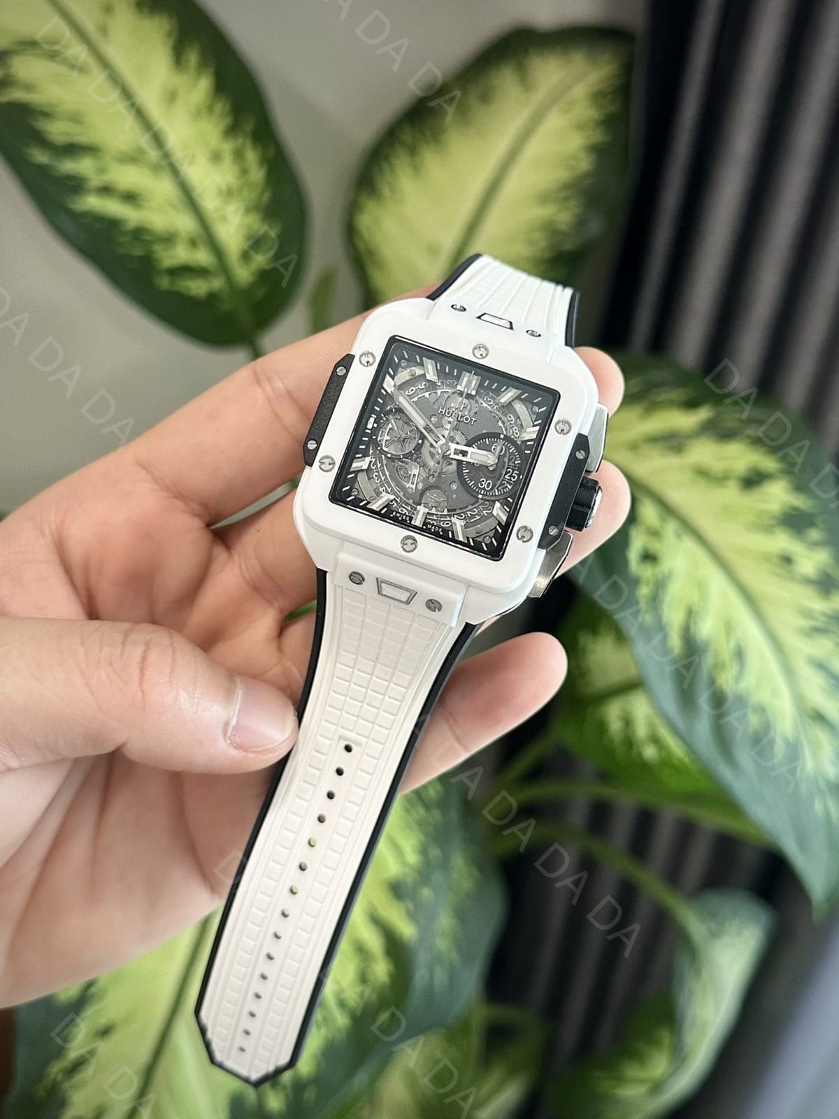 위블로 스퀘어 뱅 유니코 세라믹 화이트 러버밴드 42mm 3