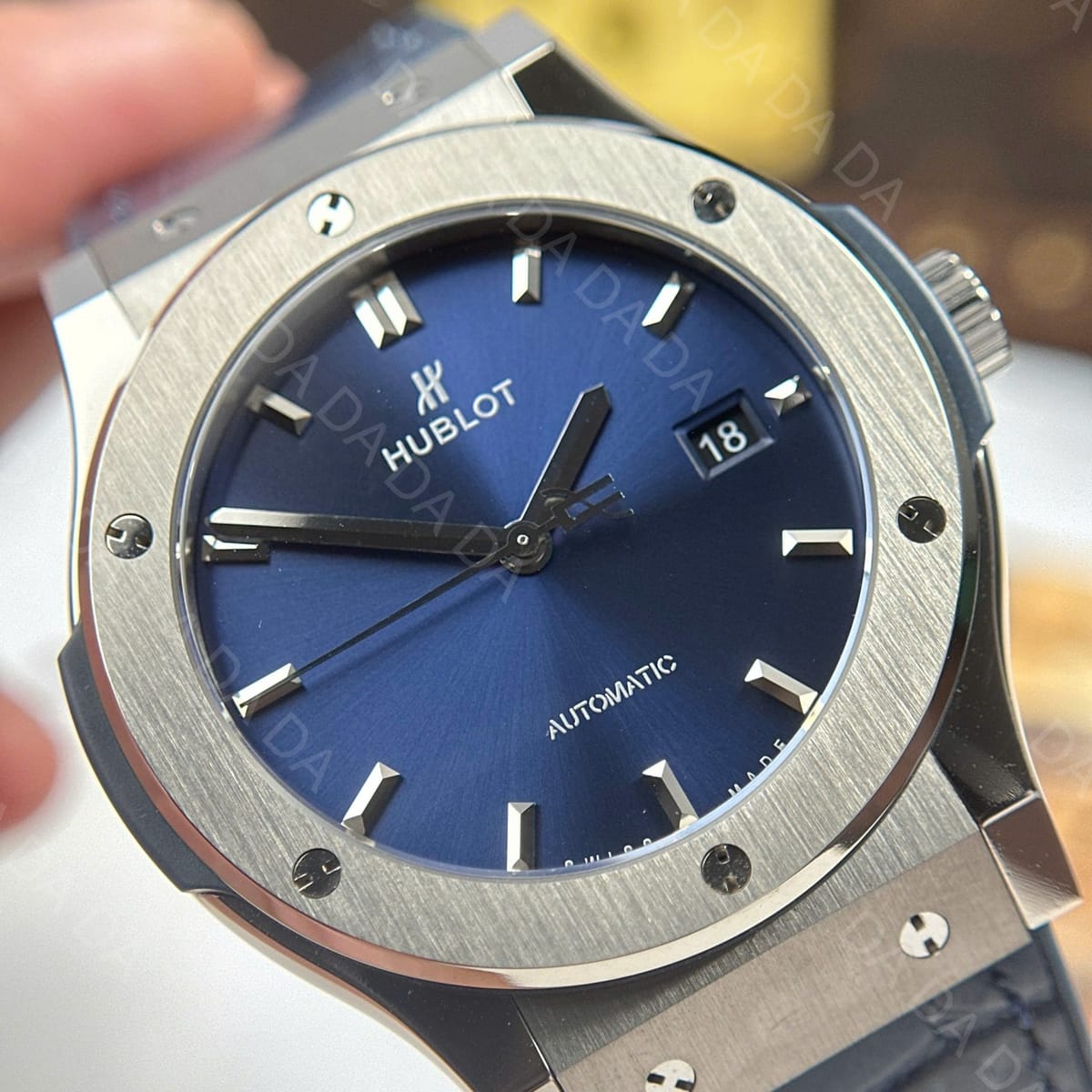 위블로 클래식퓨전 티타늄 블루다이얼 가죽러버밴드 42mm 6