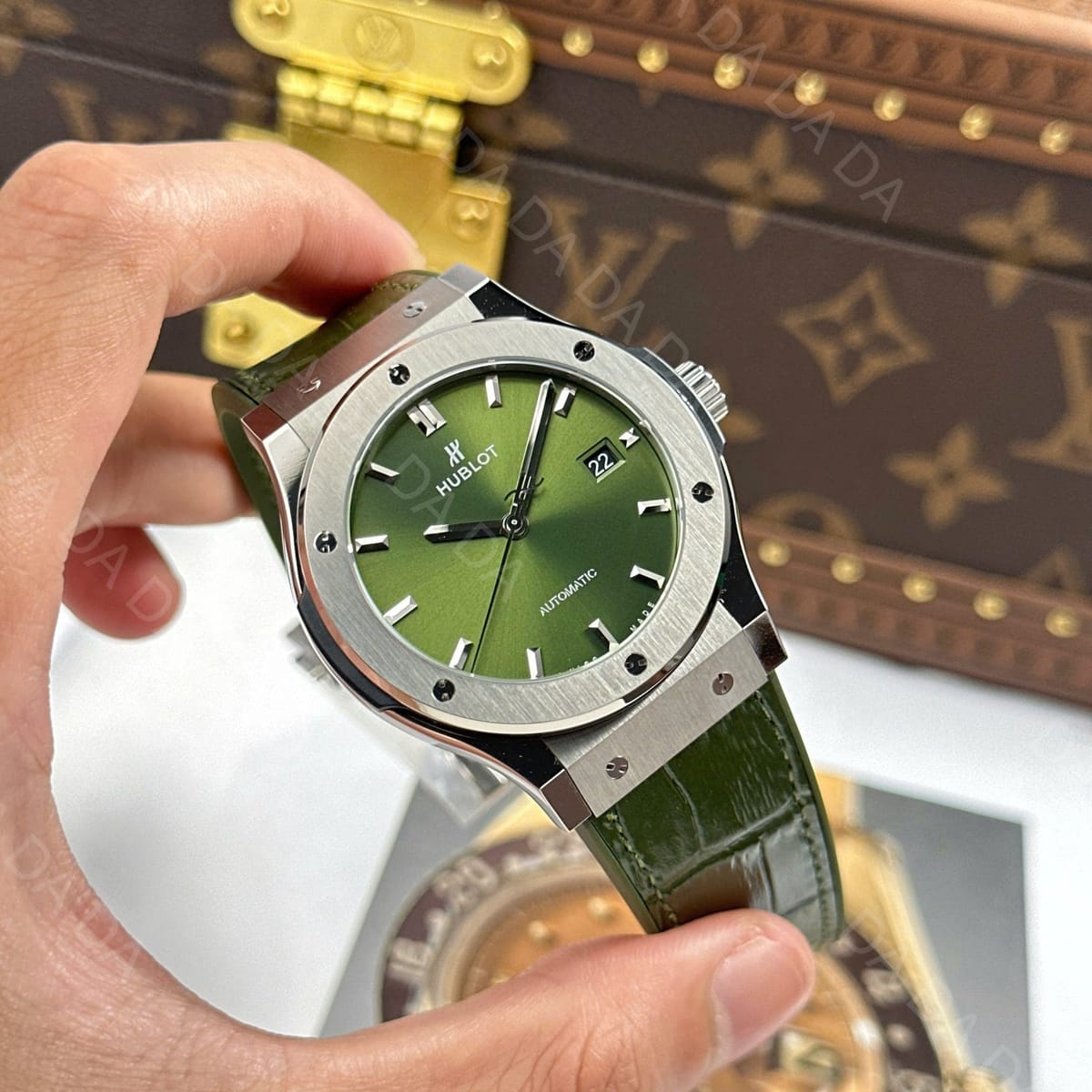위블로 클래식퓨전 티타늄 그린다이얼 가죽러버밴드 42mm 4