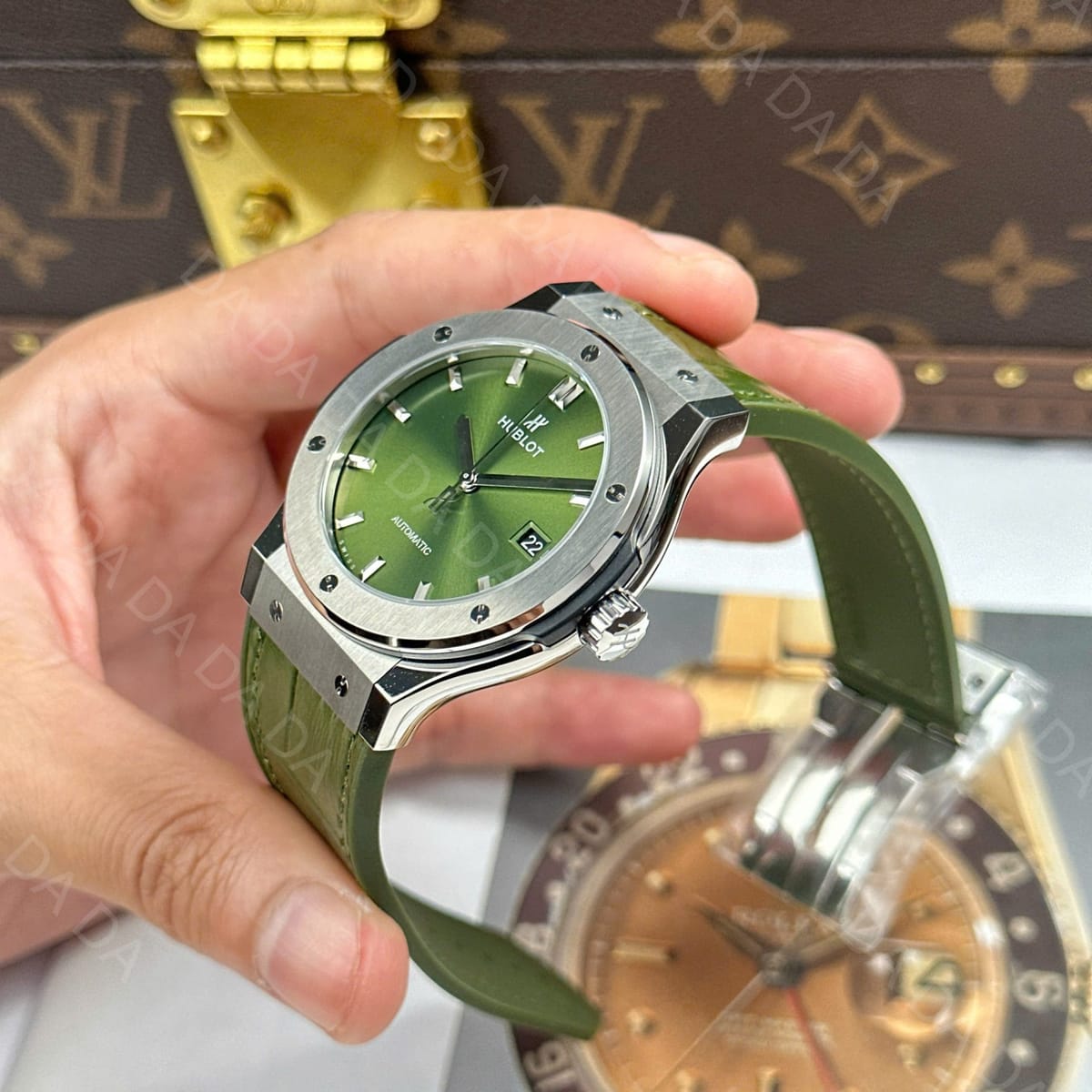 위블로 클래식퓨전 티타늄 그린다이얼 가죽러버밴드 42mm 5