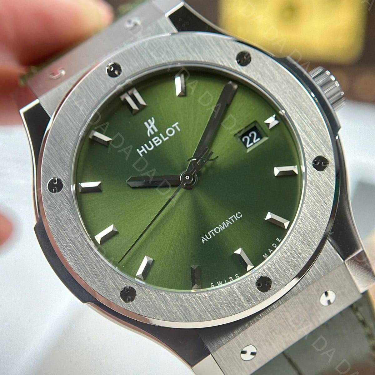 위블로 클래식퓨전 티타늄 그린다이얼 가죽러버밴드 42mm 6