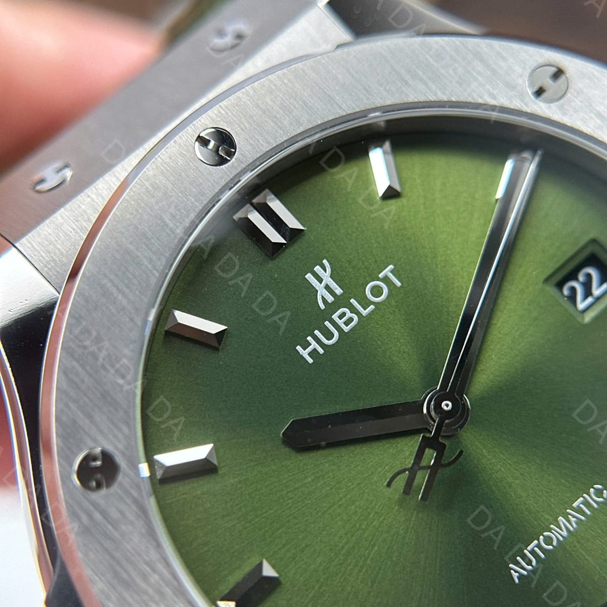 위블로 클래식퓨전 티타늄 그린다이얼 가죽러버밴드 42mm 8