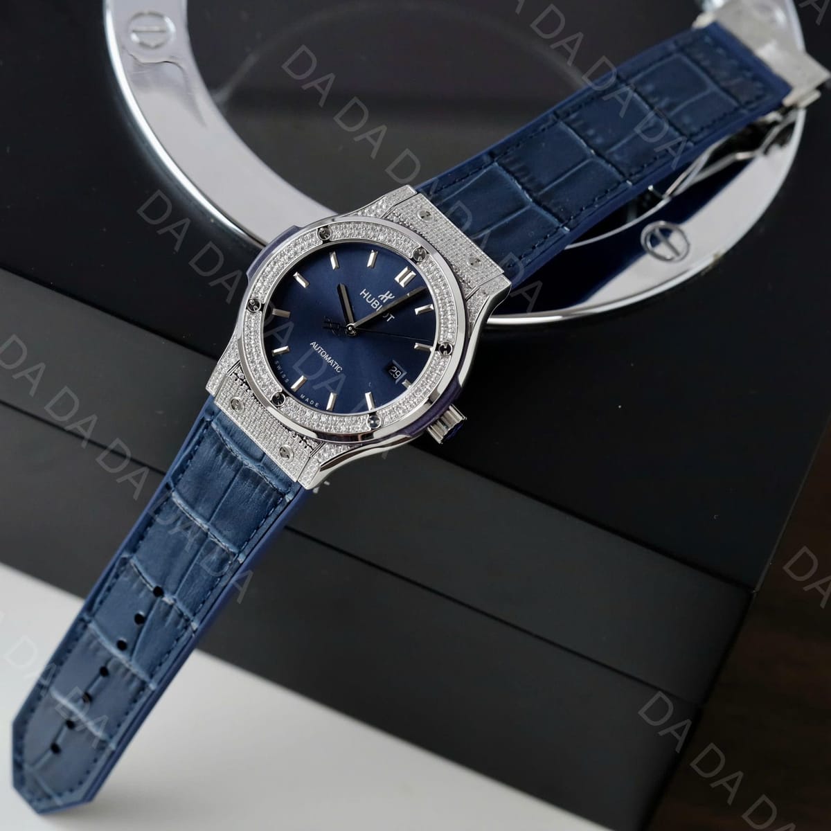 위블로 클래식퓨전 티타늄 블루다이얼 풀다이아셋팅 러버밴드 42mm 3
