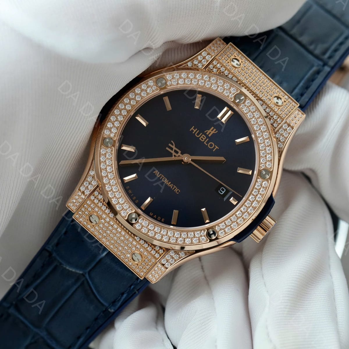 위블로 클래식퓨전 금통 블루다이얼 풀다이아셋팅 러버밴드 42mm 4