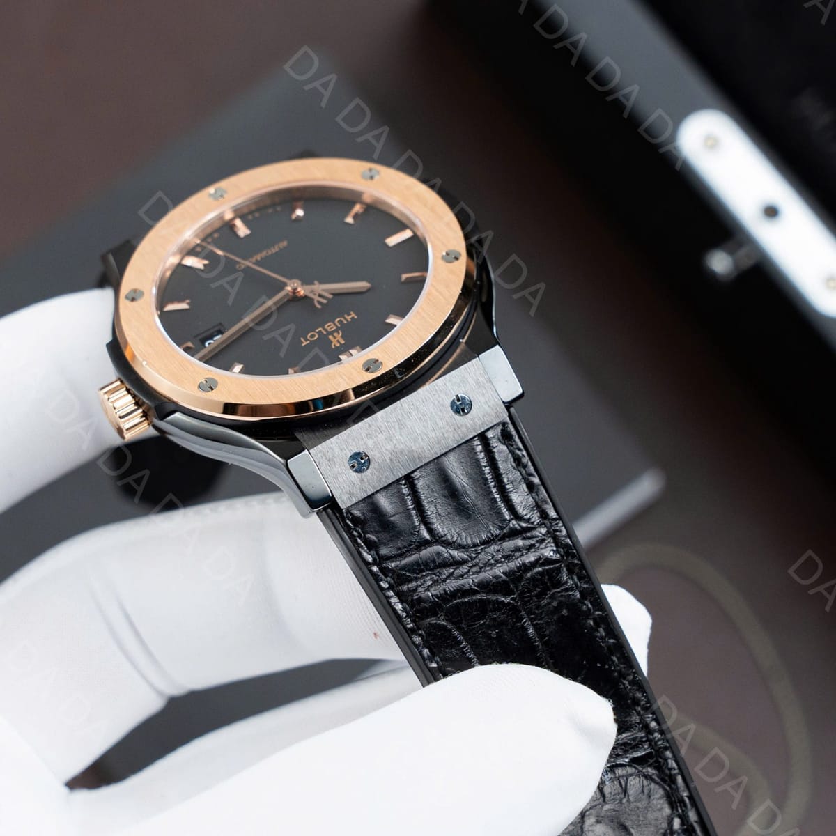 위블로 클래식퓨전 콤비 블랙세라믹 가죽러버밴드 42mm 4