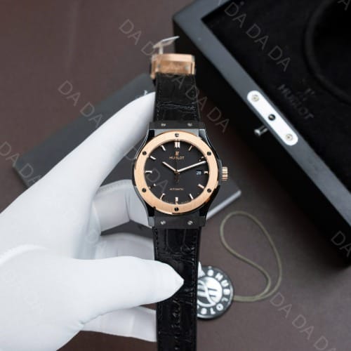 위블로 클래식퓨전 콤비 블랙세라믹 가죽러버밴드 42mm