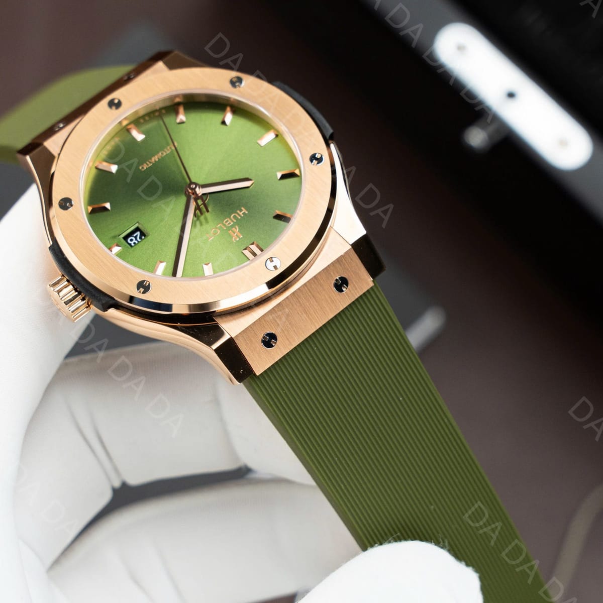 위블로 클래식퓨전 콤비 그린다이얼 러버밴드 42mm 4