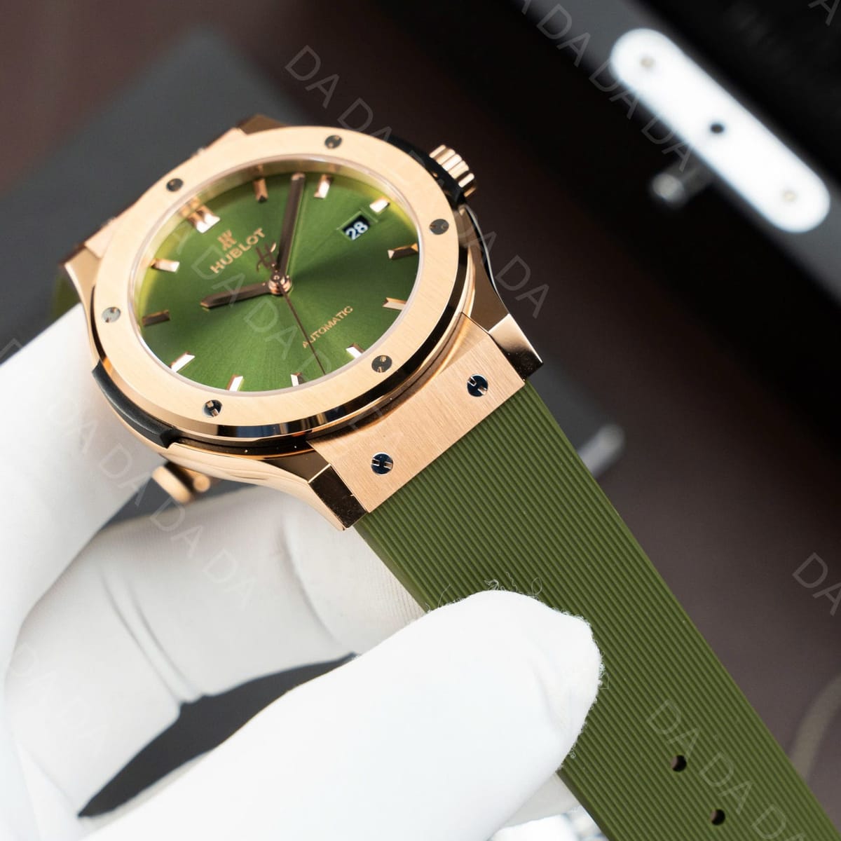 위블로 클래식퓨전 콤비 그린다이얼 러버밴드 42mm 5