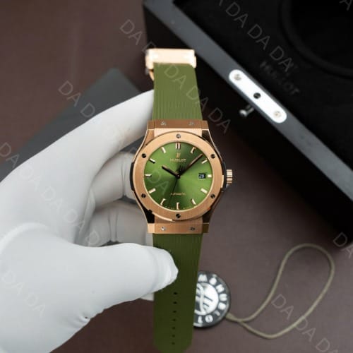 위블로 클래식퓨전 콤비 그린다이얼 러버밴드 42mm