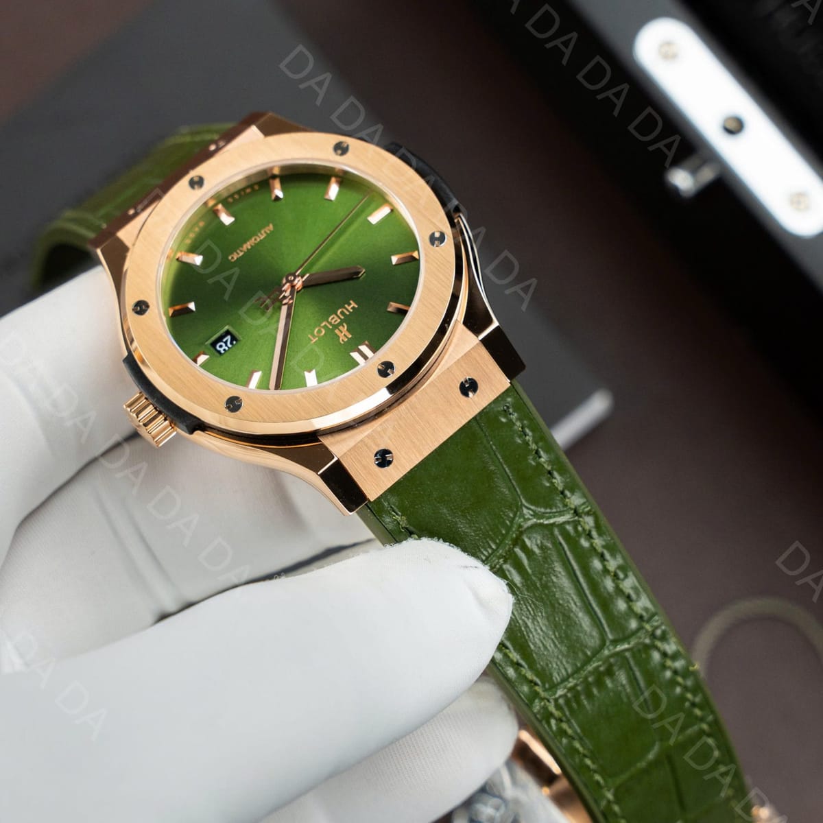 위블로 클래식퓨전 콤비 그린다이얼 가죽러버밴드 42mm 4