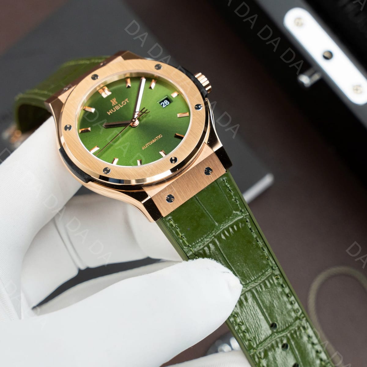 위블로 클래식퓨전 콤비 그린다이얼 가죽러버밴드 42mm 5