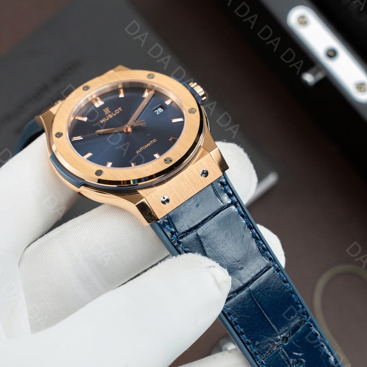 위블로 클래식퓨전 콤비 블루다이얼 가죽러버밴드 42mm 5