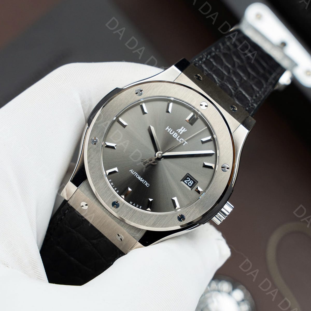 위블로 클래식퓨전 티타늄 그레이다이얼 가죽러버밴드 42mm 4