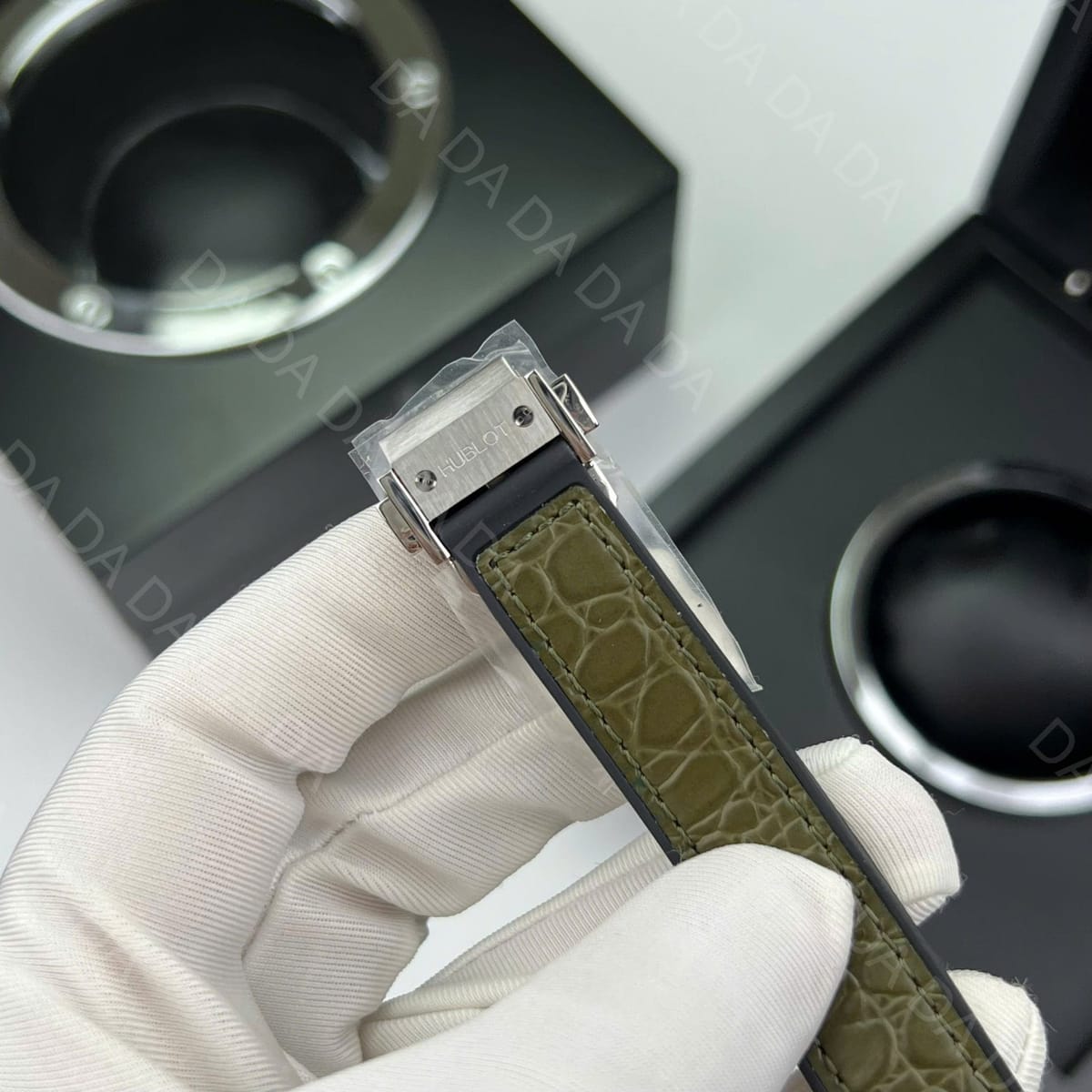 위블로 클래식퓨전 티타늄 그린다이얼 풀다이아셋팅 가죽러버밴드 33mm 10