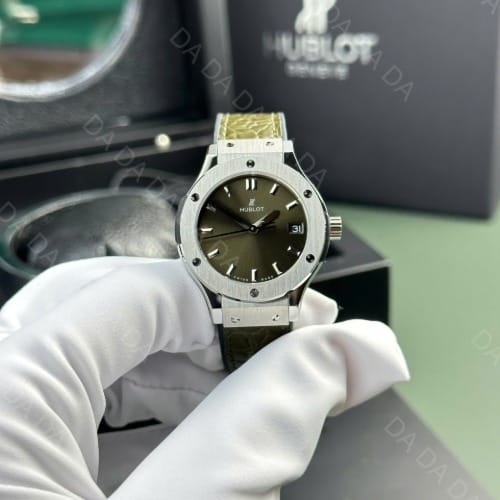 위블로 클래식퓨전 티타늄 그린다이얼 가죽스트랩 33mm
