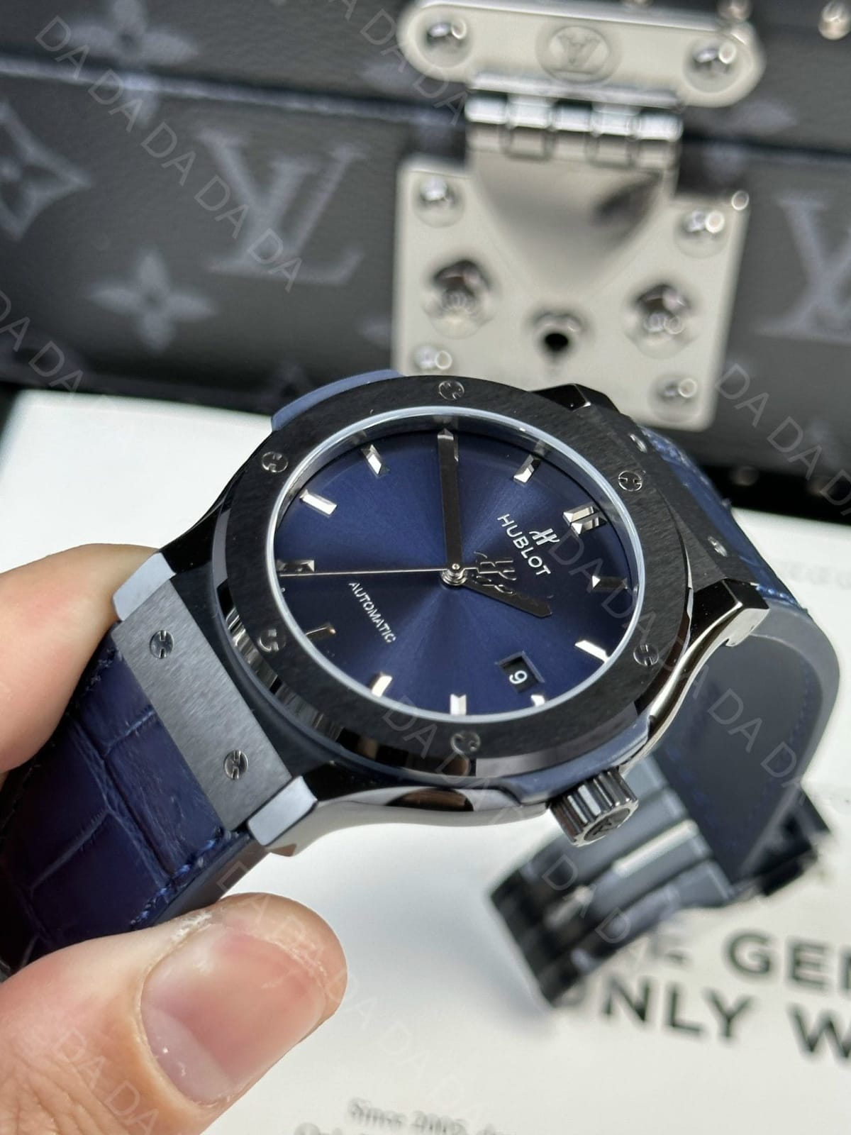 위블로 클래식퓨전 세라믹 블루다이얼 가죽러버밴드 42mm 4