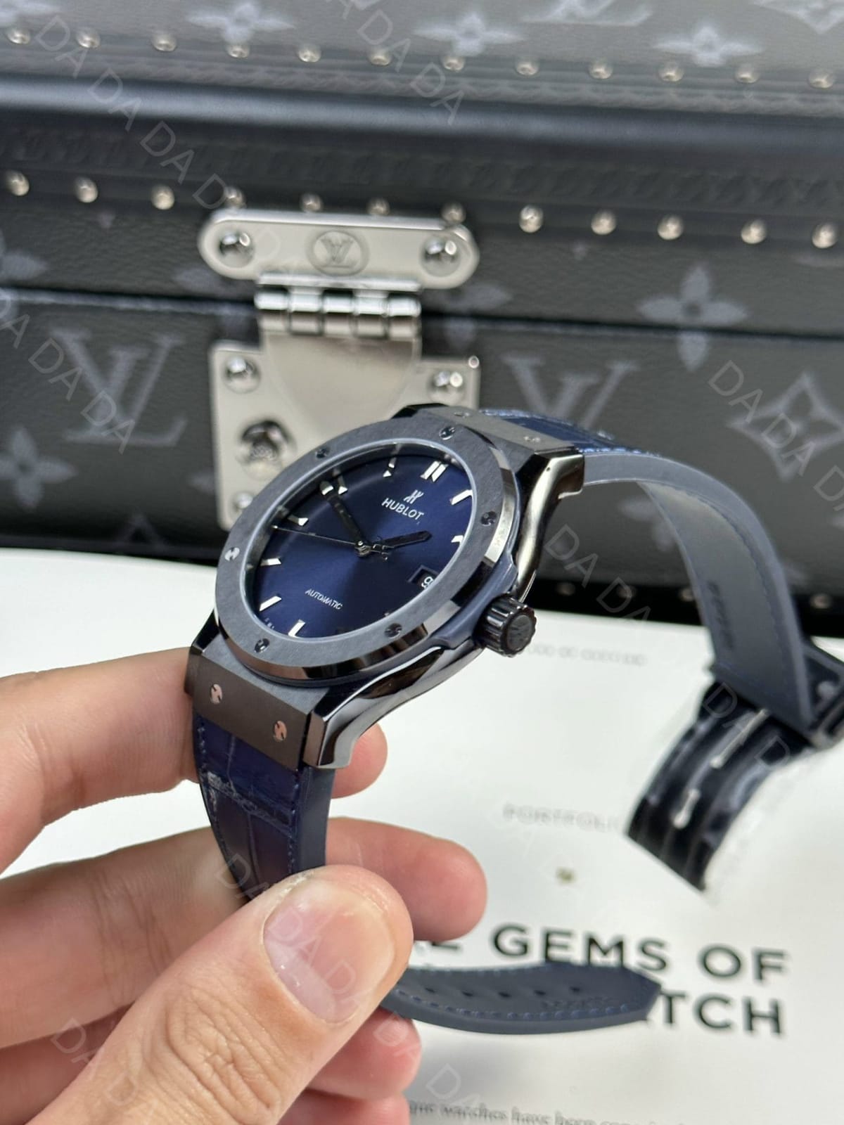 위블로 클래식퓨전 세라믹 블루다이얼 가죽러버밴드 42mm 6