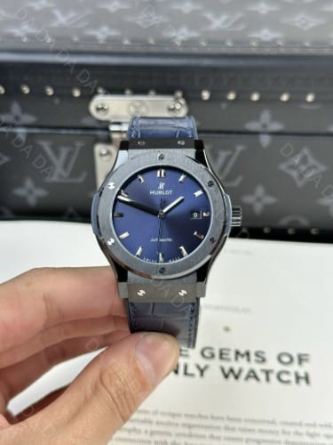 위블로 클래식퓨전 세라믹 블루다이얼 가죽러버밴드 42mm