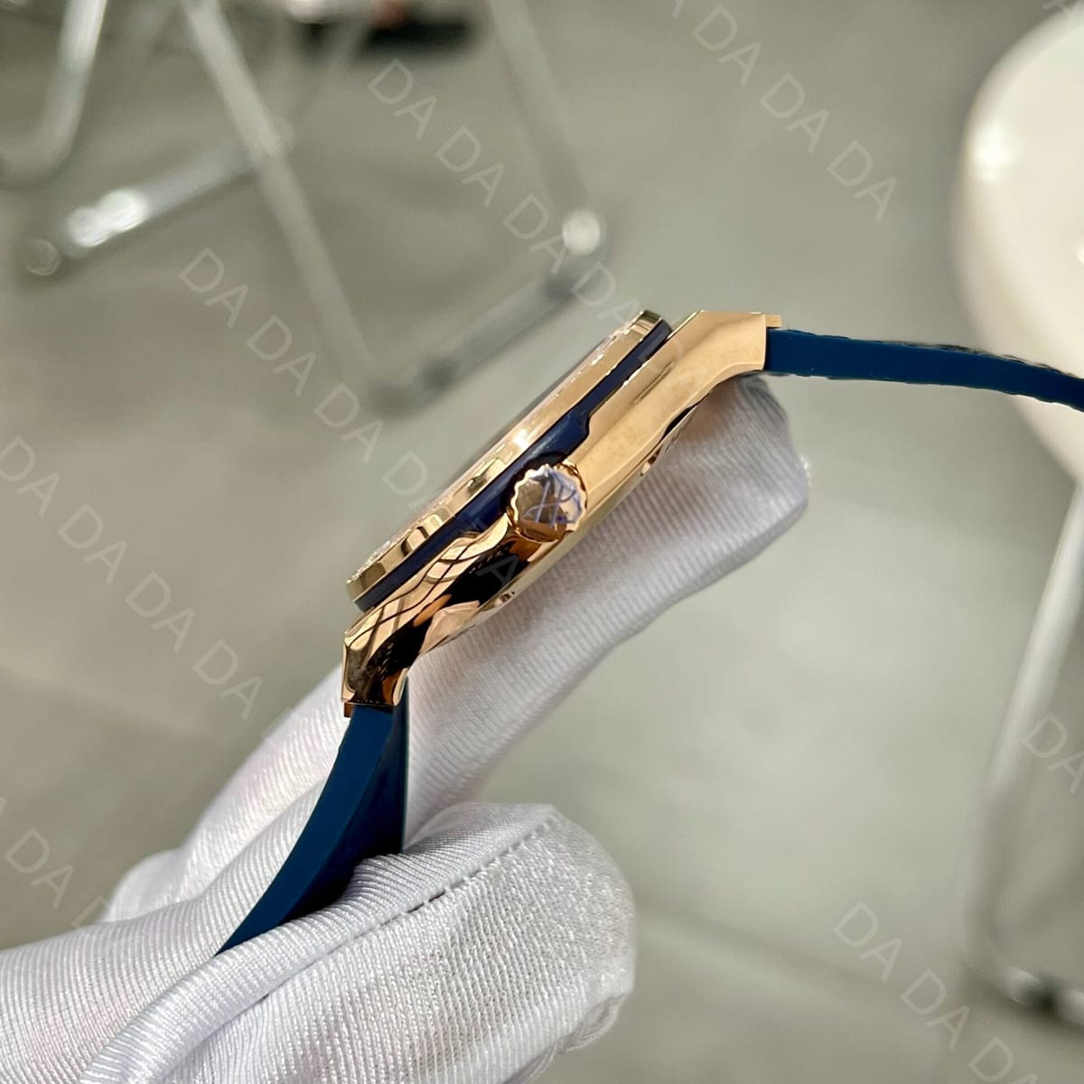 위블로 클래식퓨전 콤비 다이아베젤 블루다이얼 가죽러버밴드 38mm 5