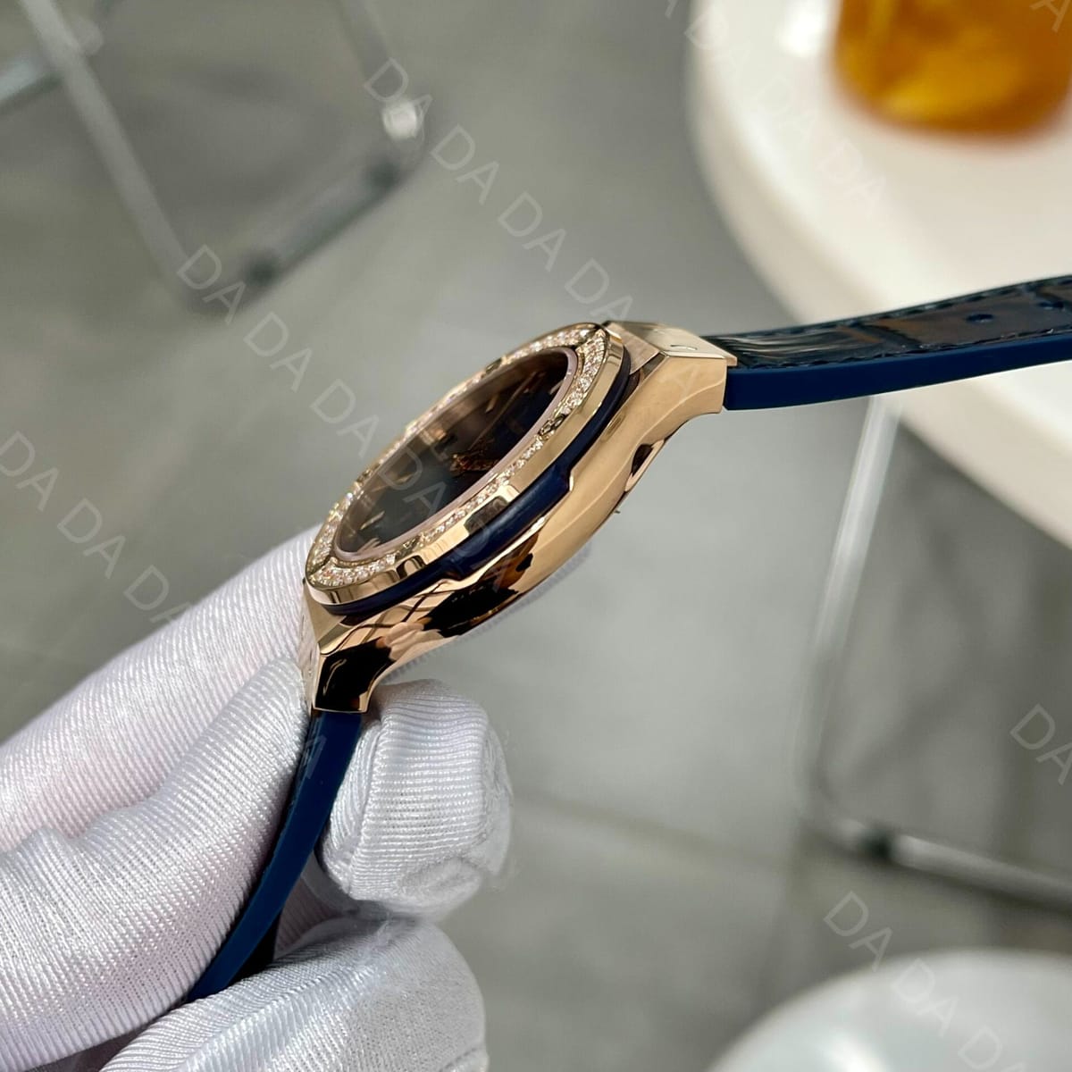 위블로 클래식퓨전 콤비 다이아베젤 블루다이얼 가죽러버밴드 38mm 6