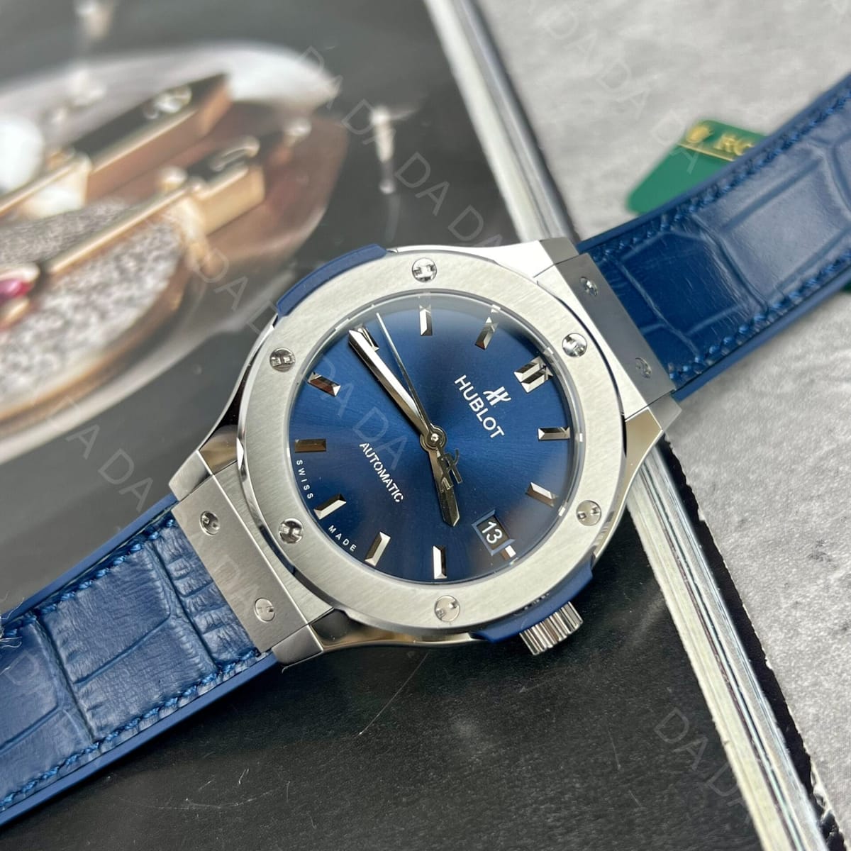 위블로 클래식퓨전 티타늄 블루다이얼 가죽러버밴드 38mm 3