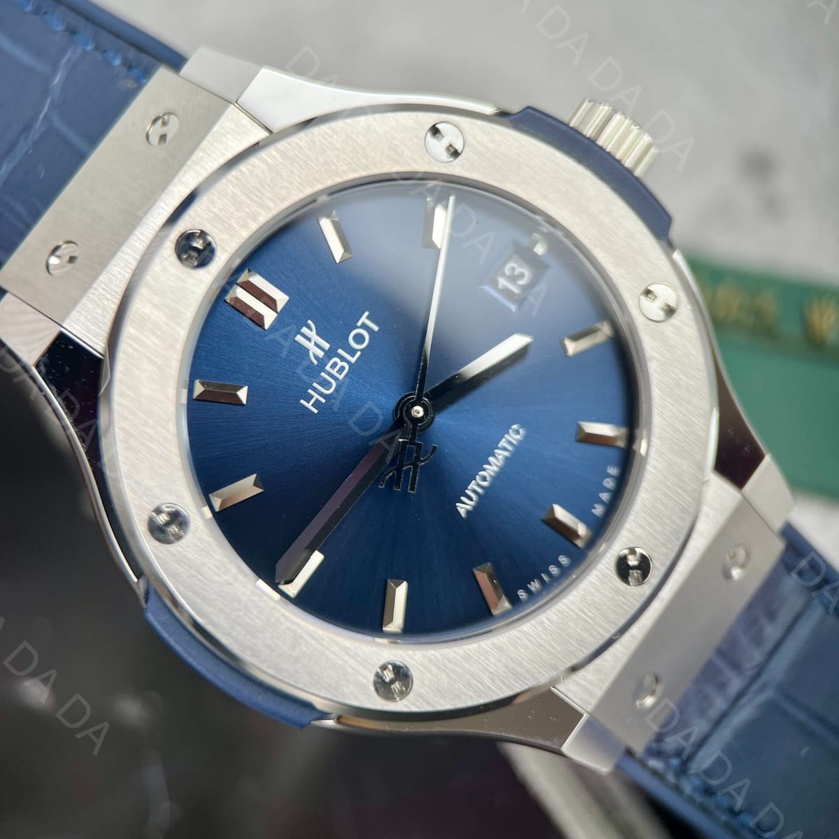 위블로 클래식퓨전 티타늄 블루다이얼 가죽러버밴드 38mm 4