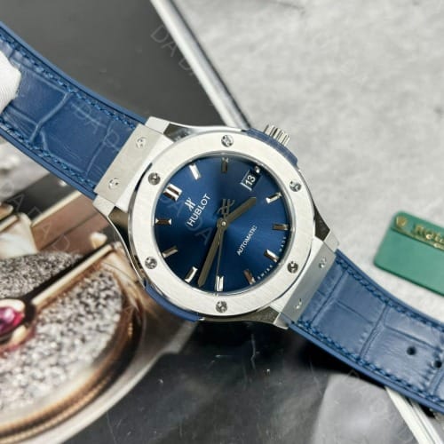 위블로 클래식퓨전 티타늄 블루다이얼 가죽러버밴드 38mm