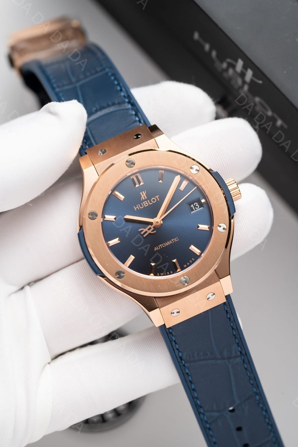 위블로 클래식퓨전 콤비 블루다이얼 가죽러밴드 38mm 6
