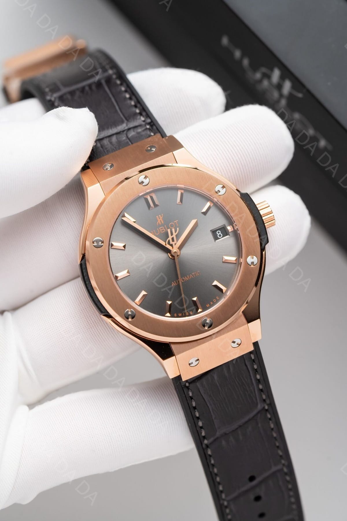 위블로 클래식퓨전 콤비 그레이다이얼 가죽러버밴드 38mm 4