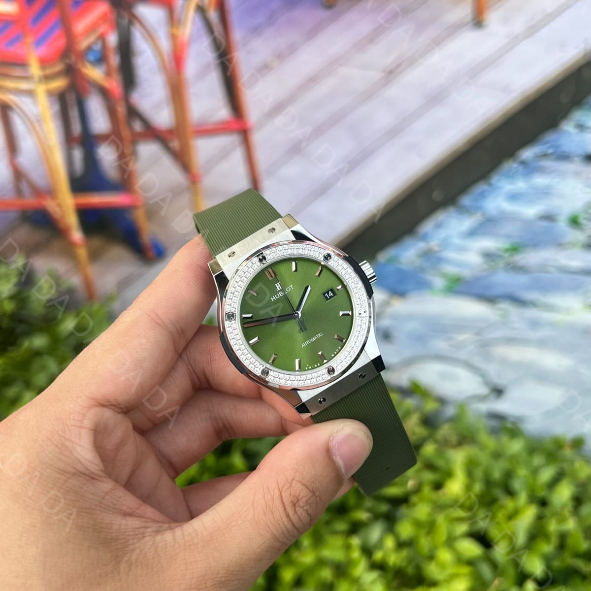 위블로 클래식퓨전 티타늄 다이아베젤 그린다이얼 러버밴드 42mm 3