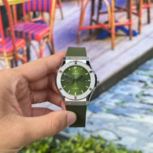 위블로 클래식퓨전 티타늄 다이아베젤 그린다이얼 러버밴드 42mm