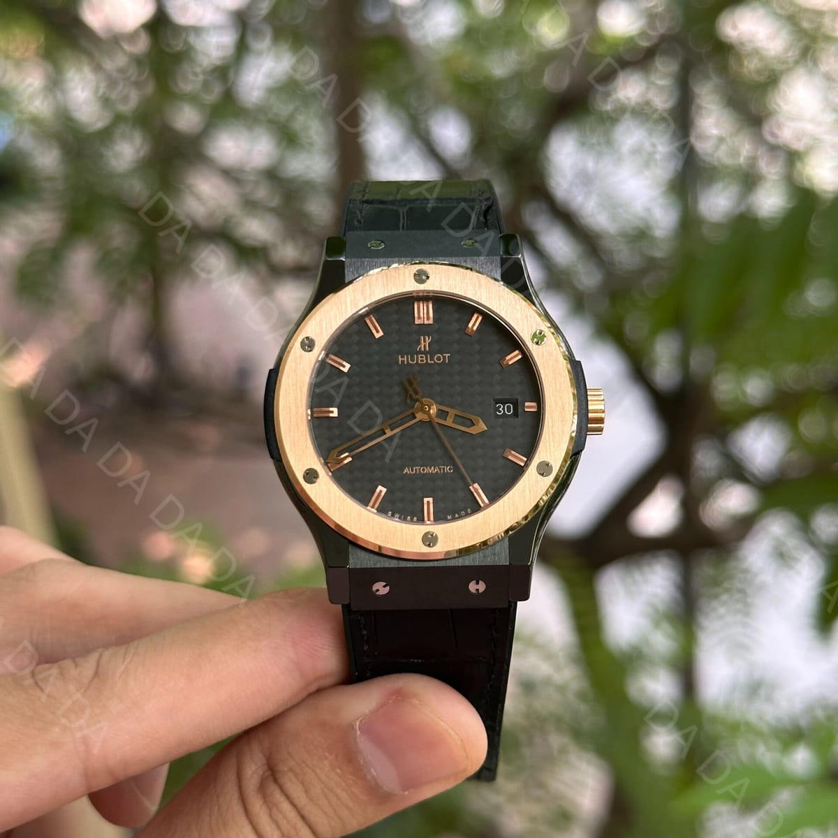 위블로 클래식퓨전 콤비 세라믹 카본블랙다이얼 가죽러버밴드 42mm 3