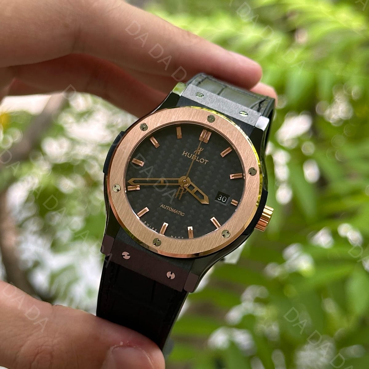 위블로 클래식퓨전 콤비 세라믹 카본블랙다이얼 가죽러버밴드 42mm 4