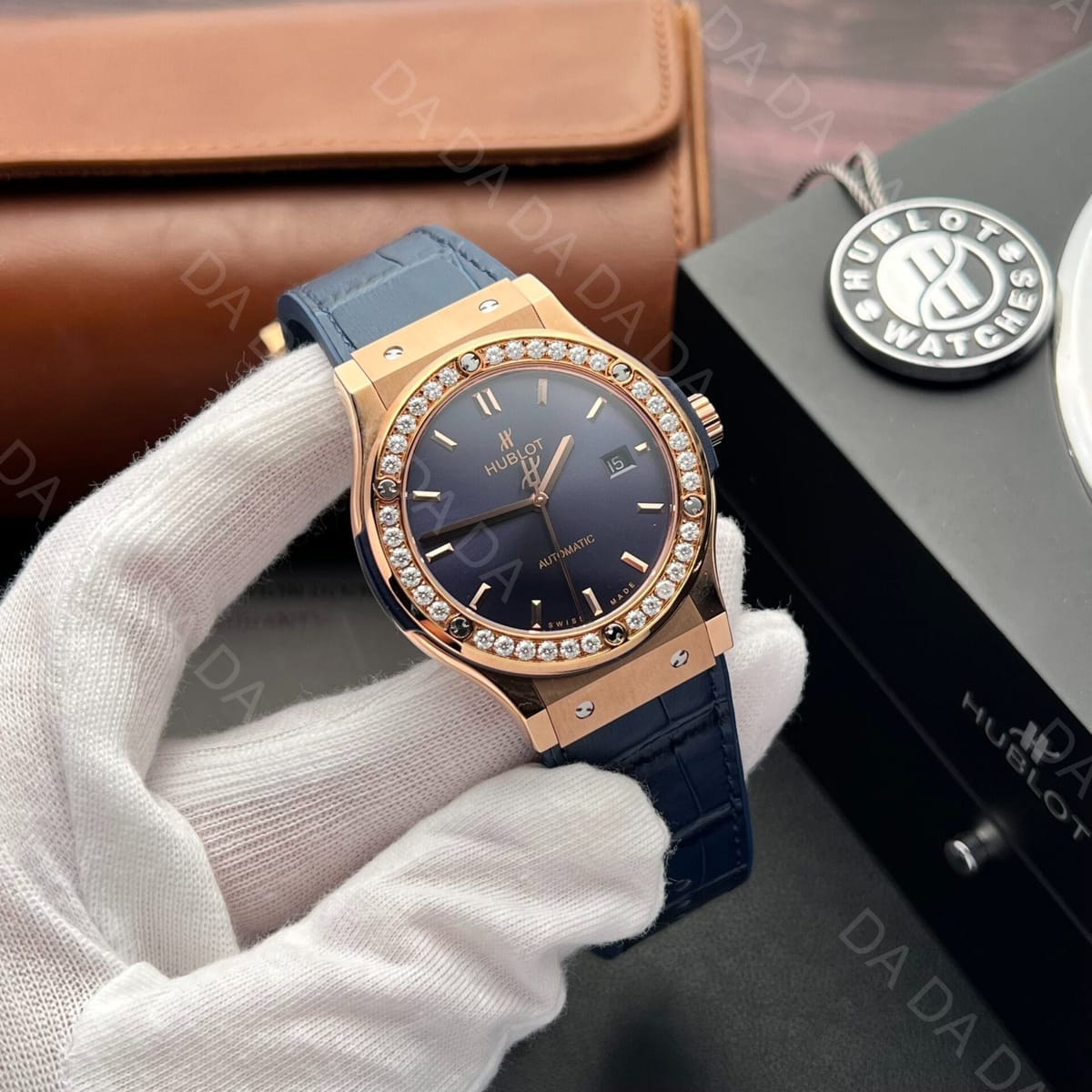 위블로 클래식퓨전 콤비 다이아베젤 블루다이얼 가죽러버밴드 42mm 5