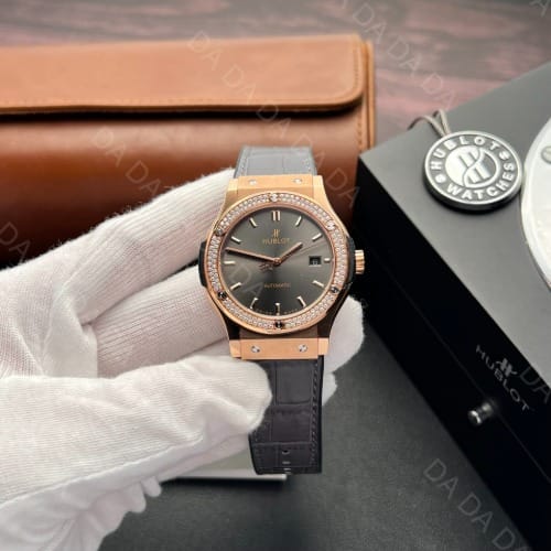 위블로 클래식퓨전 콤비 다이아베젤 그레이다이얼 가죽러버밴드 42mm