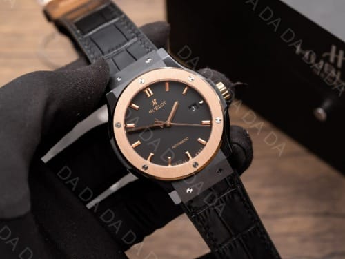 위블로 클래식퓨전 콤비 세라믹 블랙다이얼 가죽러버밴드 42mm