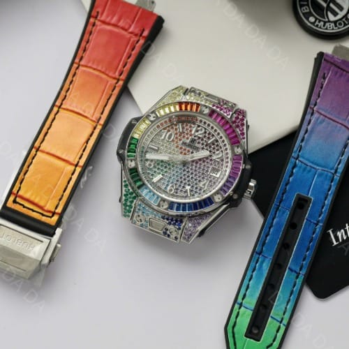 위블로 빅뱅 레인보우 풀다이아 러버밴드 39mm